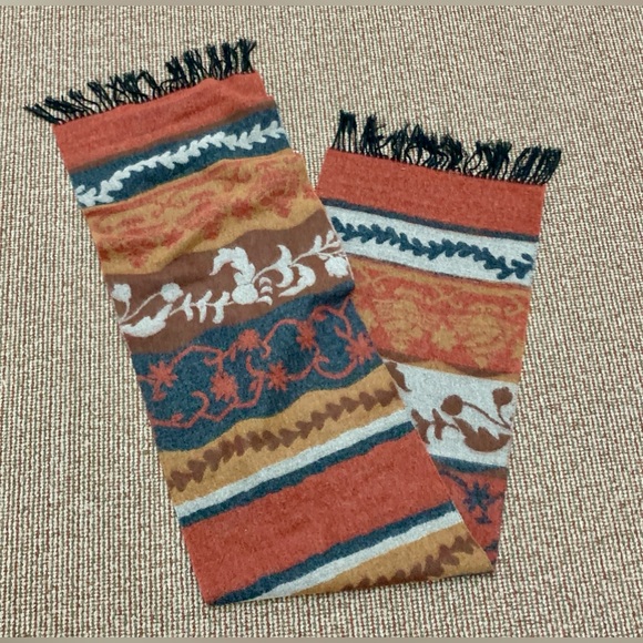 Vtg 1990s Y2K Soft Thick Premium Cashmere Wool Fringed Multi Patterned Scarf - Picture 7 of 14
